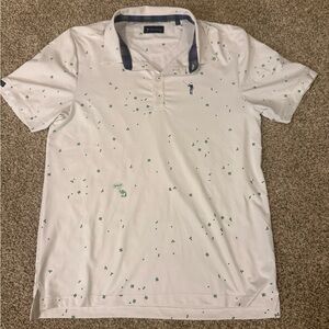 William Murray Golf White Polo with Green and Blue Accents